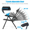 Adjustable reclining chair with seven positions, gray oxford fabric, perfect for outdoor relaxation and comfort.