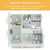 Kitchen pretend play cookware set for kids featuring a water dispenser, removable sink, and ample storage for.