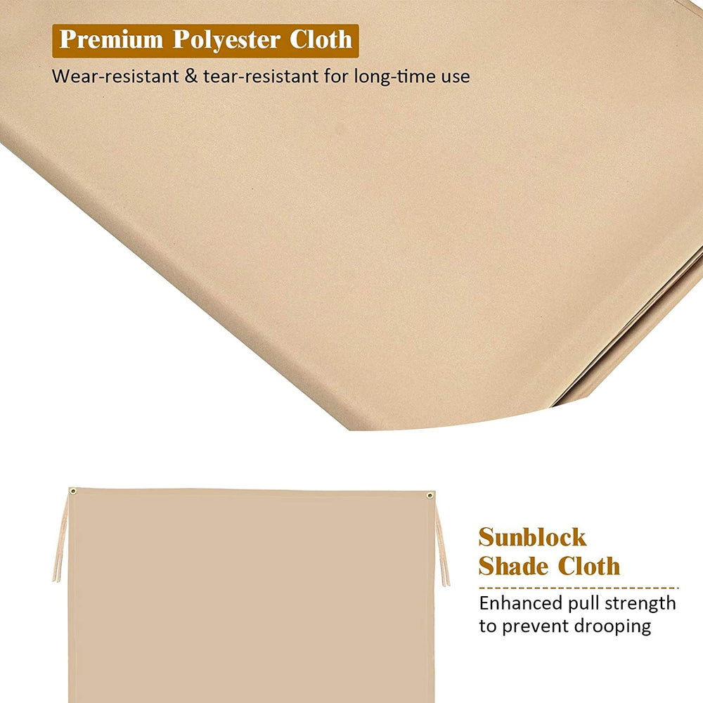 Outdoor canopy shade cover made of premium polyester cloth, 17x7 feet, with copper grommets and 4 straps for easy.