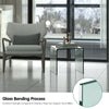 Tempered glass waterfall end table with non-slip pads, 18x18x16 inches, suitable for living room or office use.