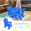 Blue 3-piece plastic children table and chair set, lightweight and stackable, perfect for playrooms and learning.