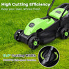 Electric push lawn mower with 12.5" cutting width, ergonomic handle, and grass bag for efficient lawn care.