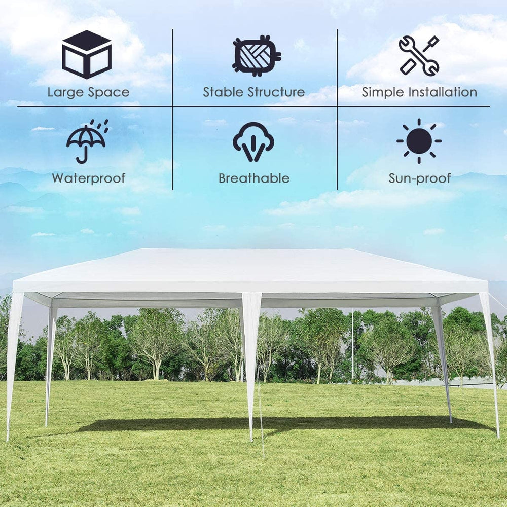 10 x 20 feet waterproof canopy tent in bright white, featuring a spacious design for outdoor events like weddings and.