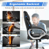 Ergonomic high back leather executive chair with neck and lumbar support, adjustable height, and rocking backrest for.