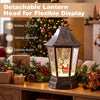 Black 5.4 ft musical Christmas street lamp with dynamic snowfall, Santa figures, and warm lights for holiday displays.
