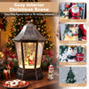 Black 5.4 ft musical Christmas street lamp with Santa, reindeer and dynamic snowfall effect on display.