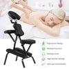 Travel massage chair with PU leather pad, ergonomic design, and adjustable features for comfort and versatility.