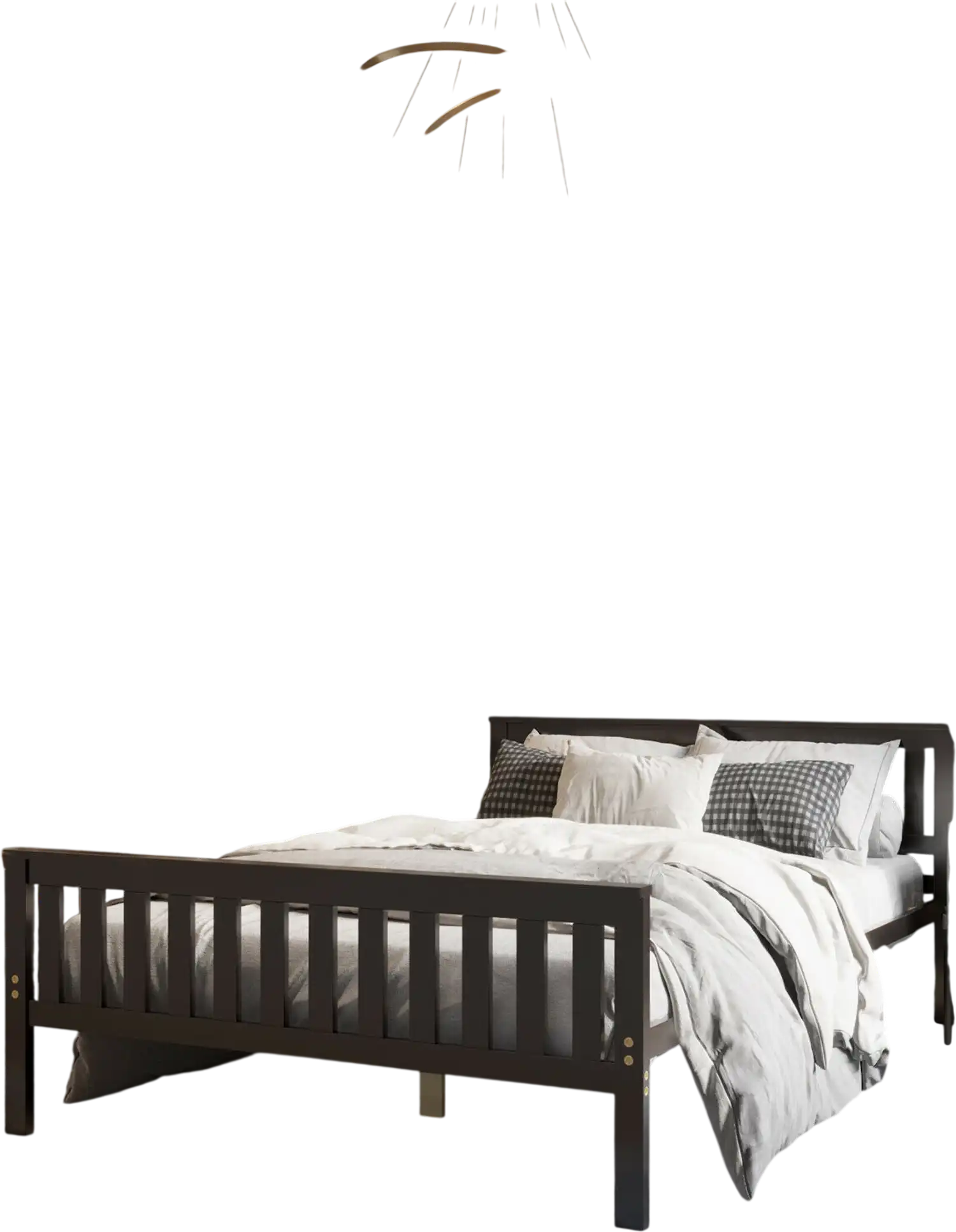 Costway Full Size Wood Platform Bed Frame with Headboard 93754608 New