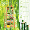 4-tier bamboo plant rack with guardrails, stable design, smooth polished finish, perfect for organizing plants indoors.