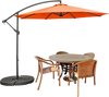 10 feet offset umbrella in orange with 8 ribs, set up on a patio for shade and outdoor relaxation.