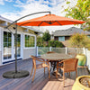 10 Feet Offset Umbrella with 8 Ribs Cantilever and Cross Base-Orange - Gallery View 1 of 12