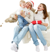 Snow-flocked 6-foot Christmas tree with 928 tips, pre-lit for a warm festive atmosphere, perfect for family gatherings.