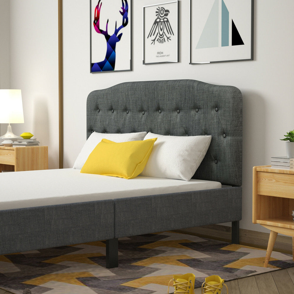 Queen Upholstered Headboard with Adjustable Heights-Dark Gray - Gallery View 1 of 11