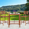 3-piece acacia wood patio bar set with sunflower patterned backrest, perfect for outdoor relaxation and entertainment.