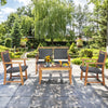 Four-piece outdoor patio rattan furniture set with acacia wood frame, perfect for garden relaxation and gatherings.