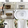 1400W multipurpose pressurized steam cleaner with accessories, showcasing before and after cleaning results for.