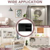 Black kitchen storage cupboard cabinet with sliding doors, featuring spacious top and solid wood construction for.
