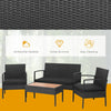 4-piece patio rattan furniture set featuring cushioned loveseat and chairs, with a premium acacia wood tabletop for.
