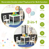 Kids activity table with two chairs, double-sided playboard for building and drawing, includes storage drawers.