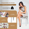 Vanity dressing table set with floral stool, featuring solid wood legs and 3 drawers for ample storage in compact.