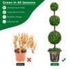 4 feet artificial topiary triple ball tree with realistic PE leaves and sturdy cement-filled pot for indoor and outdoor.