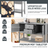 Gray wooden sideboard buffet console table with drawers, sturdy MDF and pine wood, ideal for living room or kitchen.