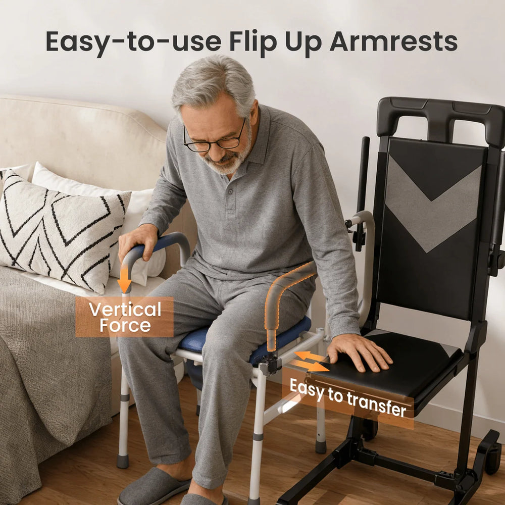 Vocic YR11 Commode Chair Flip-Up Armrests 400 lb. Capacity Height/Width Adjustable New