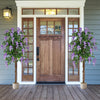 5.5 FT faux wisteria plant in nursery pot with purple flowers, perfect for front door decor or elegant home accents.
