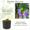 Faux wisteria plant with purple flowers in a stable flowerpot, featuring crack-resistant materials for lasting beauty.