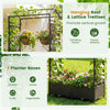 Self-watering planter boxes with lattice trellis and roof, ideal for climbing plants, flowers, and vegetables in.