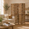 Tall 5.5 FT room divider with wave cutout patterns and a brown paulownia frame, ideal for creating privacy in any space.