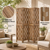 5.5 FT tall room divider with wave cutout design, made from premium paulownia wood, ideal for creating privacy in any space.