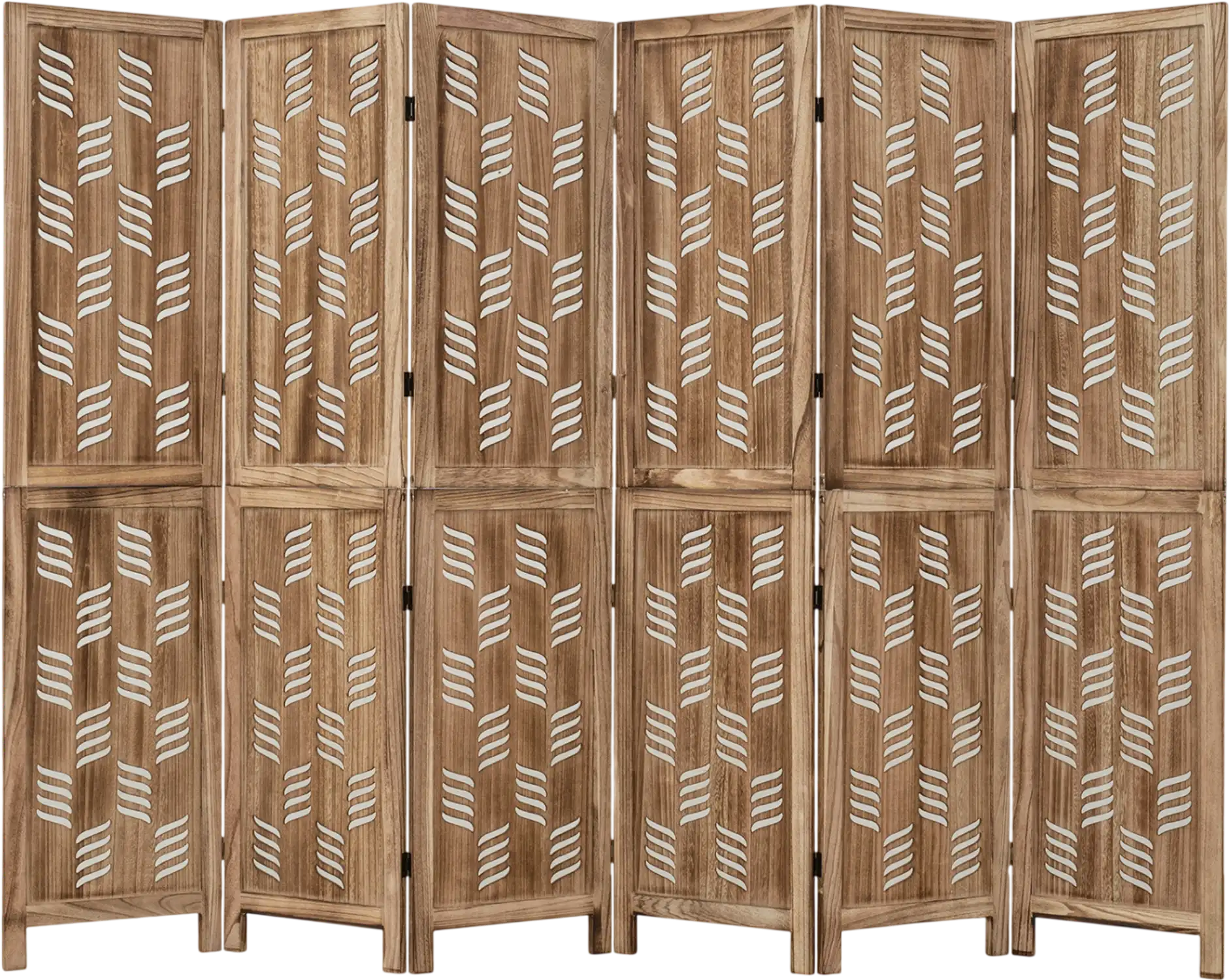 Costway 5.5' Tall 6-Panel Room Divider Wave Cutout Paulownia Frame 71925679 New