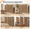 6-panel room divider made of paulownia wood with wave cutout design, ideal for privacy in dining, living, bedroom, or office.
