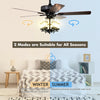50-inch noiseless ceiling fan with explosion-proof glass lampshades, featuring reversible blades for summer and winter.