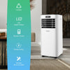 Portable 8000BTU air conditioner in white with remote control, featuring 3 modes and energy-saving design for versatile.