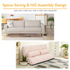 Adjustable beige sleeper lounge couch with two pillows, featuring a foldable design for easy storage and versatile use.