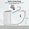 Compact mini twin tub washing machine with built-in drain pump and extended 6.5ft drain hose for easy water drainage.