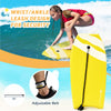 Lightweight yellow bodyboard with EPS core and leash for safety, ideal for surfing at the beach or water park.
