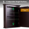 Bathroom wall-mounted storage mirror medicine cabinet with 5 adjustable height positions for versatile bottle storage.