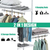 Adjustable wall-mounted closet rack system featuring 4 hanging rods and 6 shelves for organized storage in bedrooms or.