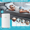 1750 Sq. Ft dehumidifier in white, featuring a touch control panel and 24-hour timer for efficient humidity control.