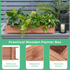 Wooden decorative raised garden bed with plants, featuring a waterproof surface and reinforced supporting bars for.