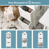 Freestanding storage cabinet with 2 removable drawers in white, ideal for bathroom organization and stylish decor.