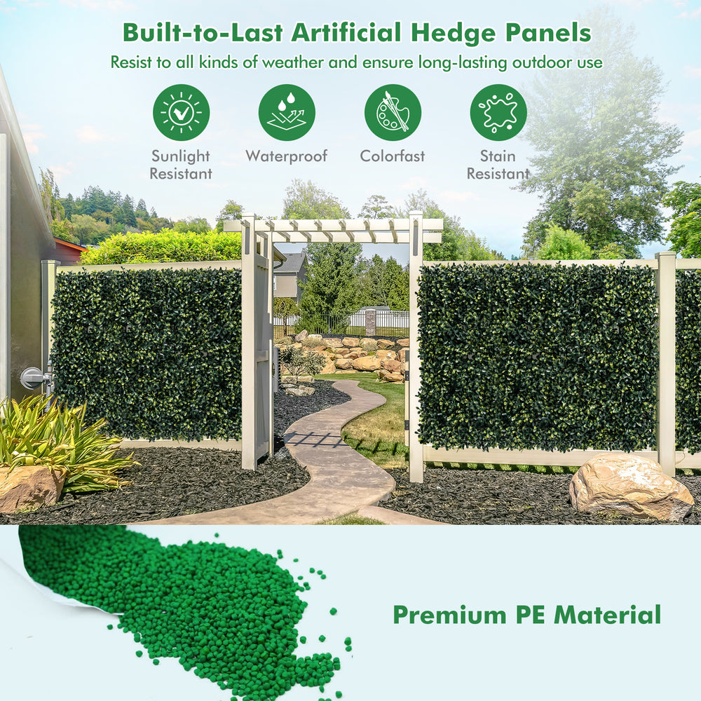 Artificial peanut leaf hedge panel showcasing 4-layer leaves, made of durable PE material, ideal for outdoor decoration.