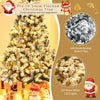 6 ft pre-lit snow flocked Christmas tree with 600 branch tips and 250 warm white LED lights for festive decoration.