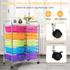 15-drawer rolling storage cart with a metal frame, colorful plastic drawers, and 4 wheels for easy mobility and.