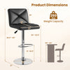 Black PU leather bar stool dimensions with adjustable height, 250 lbs capacity, and ergonomic design for comfort.
