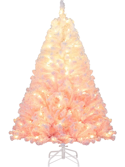Costway Artificial Christmas Tree Warm White LED 8 Modes 12340563 New