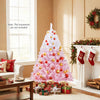 5-foot artificial Christmas tree with warm white LED lights, featuring a unique white to pink gradient and snow.